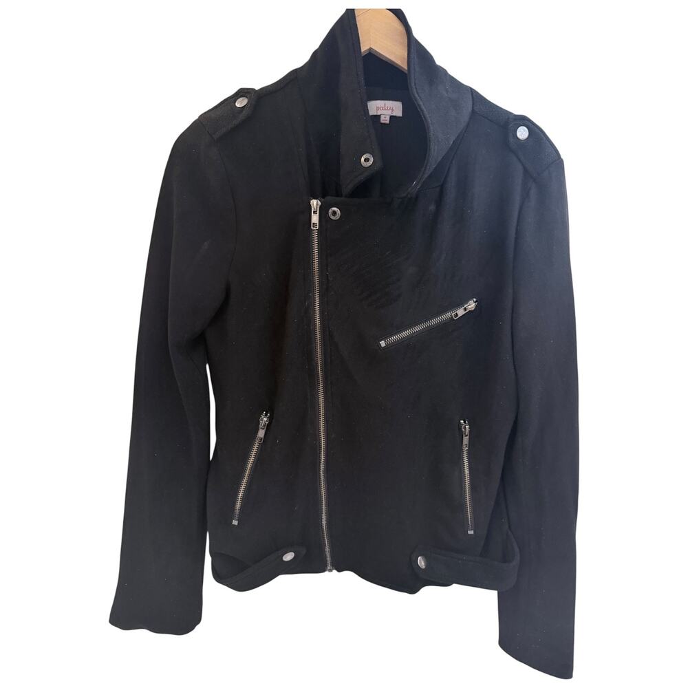 Pixley Moto Jacket Womens Medium Black Asymmetrical Zip Motorcycle Style Coat